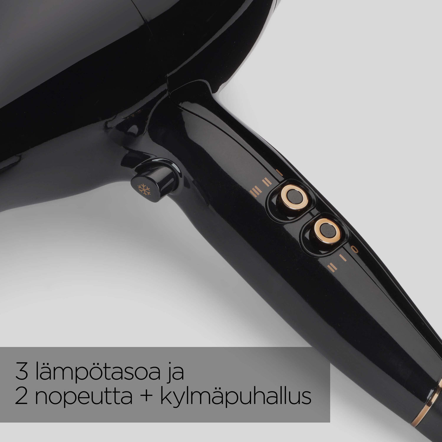 3 l&auml;mp&ouml;tasoa ja 2 nopeutta + kylm&auml;puhallus